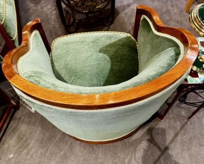 Jules Leleu Jules Leleu Vintage French Art Deco Sofa Suite with Pair of Chairs Restored