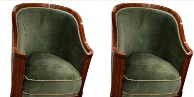 Jules Leleu Jules Leleu Vintage French Art Deco Sofa Suite with Pair of Chairs Restored