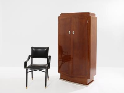 Jules Leleu Jules Leleu mahogany cabinet nickeled metal 1930