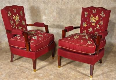 Jules Leleu Jules Leleu pair of 1940s armchairs