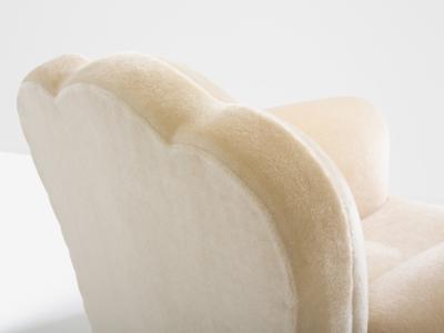 Jules Leleu Jules Leleu pair of club armchairs white mohair velvet 1940s