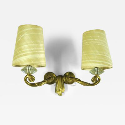 Jules Leleu Jules Leleu pair of two branch sconces