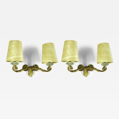 Jules Leleu Jules Leleu pair of two branch sconces