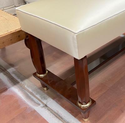 Jules Leleu Jules Leleu rarest mahogany refined bench with silk satin cover