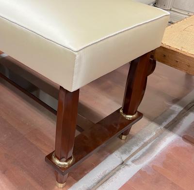 Jules Leleu Jules Leleu rarest mahogany refined bench with silk satin cover