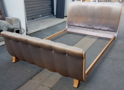 Jules Leleu Jules Leleu spectacular sycamore and silk satin bed