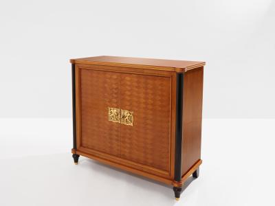 Jules Leleu Jules Leleu two doors cabinet cherry wood marquetry bronze 1940