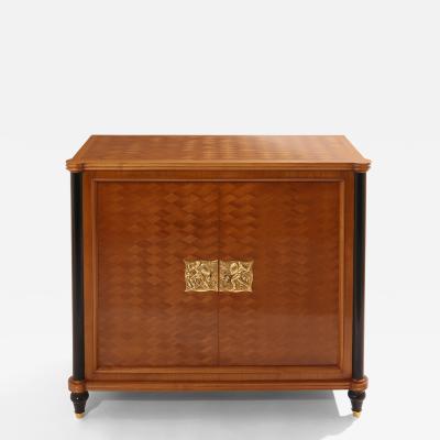 Jules Leleu Jules Leleu two doors cabinet cherry wood marquetry bronze 1940