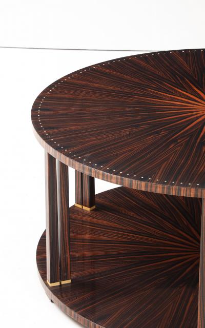 Jules Leleu Leleu Style Macassar Ebony Circular Double Sunburst Coffee Table France