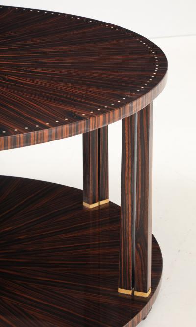 Jules Leleu Leleu Style Macassar Ebony Circular Double Sunburst Coffee Table France