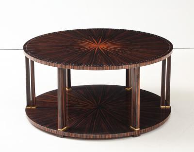 Jules Leleu Leleu Style Macassar Ebony Circular Double Sunburst Coffee Table France
