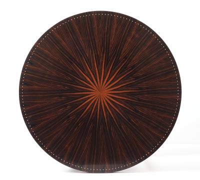 Jules Leleu Leleu Style Macassar Ebony Circular Double Sunburst Coffee Table France