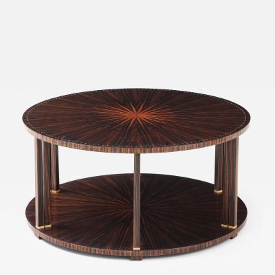 Jules Leleu Leleu Style Macassar Ebony Circular Double Sunburst Coffee Table France