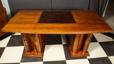 Jules Leleu Mahogany Art Deco Desk by Jules Leleu