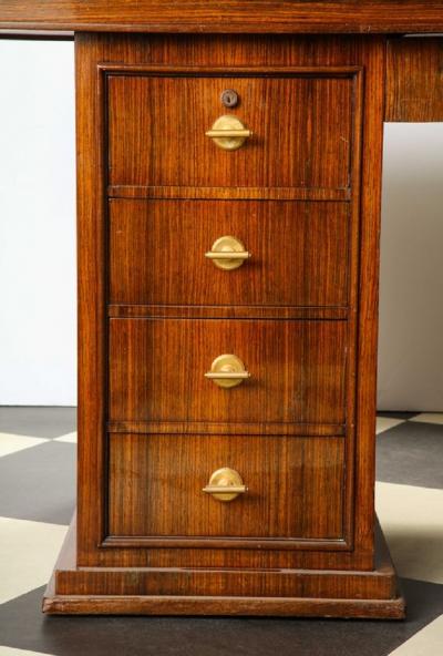Jules Leleu Mahogany Art Deco Desk by Jules Leleu
