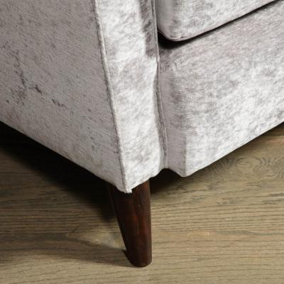 Jules Leleu Mid Century Modern Sofa in Smoked Pewter Velvet Ebonized Walnut by Jules Leleu