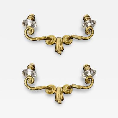Jules Leleu Pair of Draperie French Art Deco Wall Sconces signed by Jules Leleu