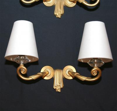 Jules Leleu Pair of Draperie Wall Sconces by JULES LELEU