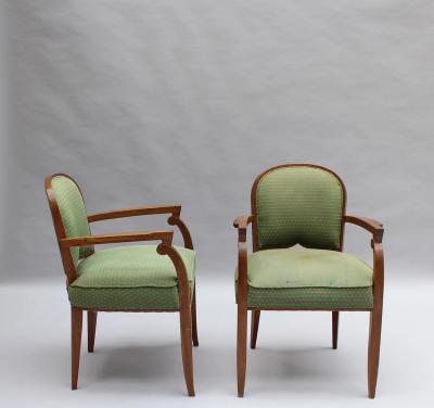 Jules Leleu Pair of Fine French 1940s Mahogany Armchairs by Jules Leleu