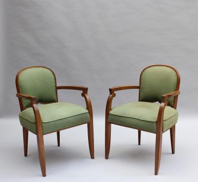 Jules Leleu Pair of Fine French 1940s Mahogany Armchairs by Jules Leleu