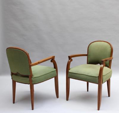 Jules Leleu Pair of Fine French 1940s Mahogany Armchairs by Jules Leleu