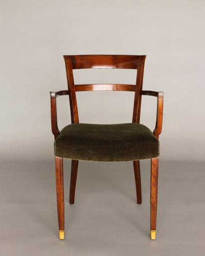 Jules Leleu Pair of Fine French Art Deco Mahogany Armchairs by Jules Leleu