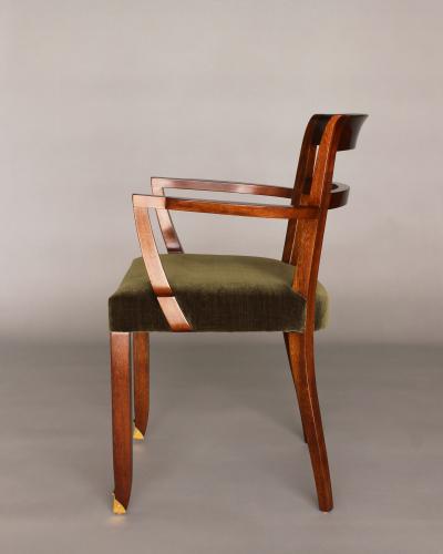 Jules Leleu Pair of Fine French Art Deco Mahogany Armchairs by Jules Leleu