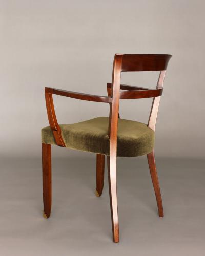 Jules Leleu Pair of Fine French Art Deco Mahogany Armchairs by Jules Leleu