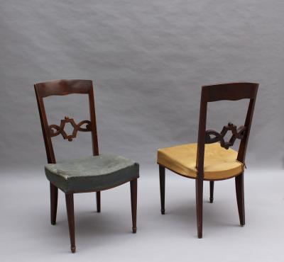 Jules Leleu Pair of Fine French Art Deco Mahogany Chairs by Jules Leleu