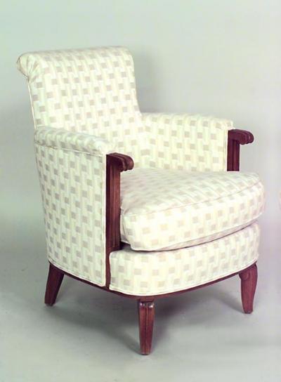 Jules Leleu Pair of French Art Deco Mahogany Bergere Armchairs