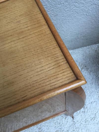 Jules Leleu Pair of French Parchment Sycamore End Tables or Nightstands Jules Leleu Style