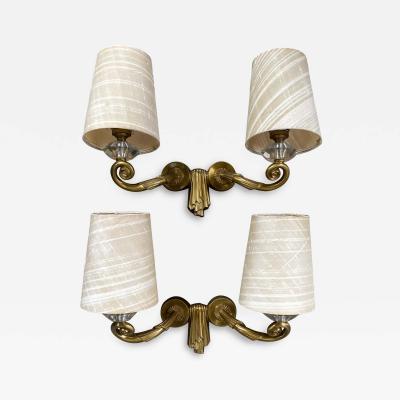 Jules Leleu Pair of Jules Leleu Art Deco Sconces