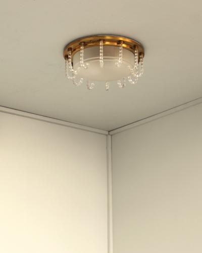 Jules Leleu Rare Fine French 1950s Glass and Brass Flush Mount by Leleu
