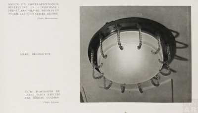 Jules Leleu Rare Fine French 1950s Glass and Brass Flush Mount by Leleu