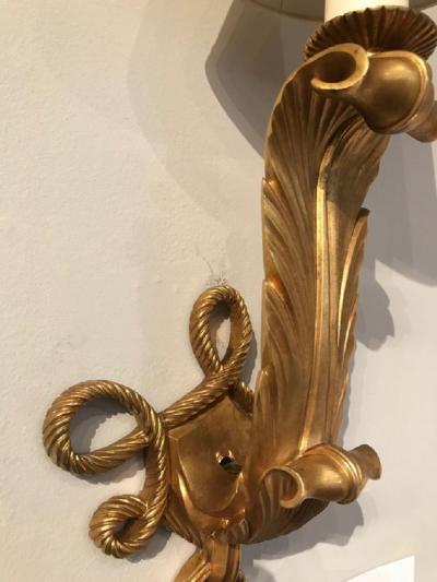 Jules Leleu Rare and elegant pair of art deco gilt bronze sconces by Jules Leleu