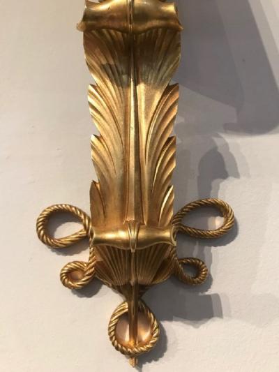 Jules Leleu Rare and elegant pair of art deco gilt bronze sconces by Jules Leleu