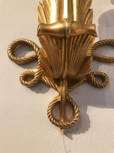 Jules Leleu Rare and elegant pair of art deco gilt bronze sconces by Jules Leleu
