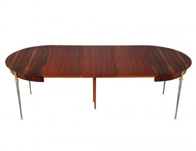 Jules Leleu Rosewood Dining Table with Stainless Steel and Bronze Legs by Jules Leleu