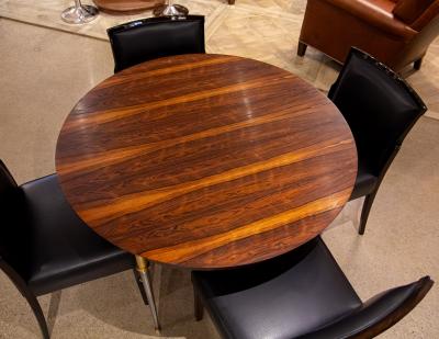 Jules Leleu Rosewood Dining Table with Stainless Steel and Bronze Legs by Jules Leleu