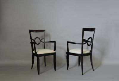 Jules Leleu Set of 12 French Art Deco Side and Two Arm Dining Chairs