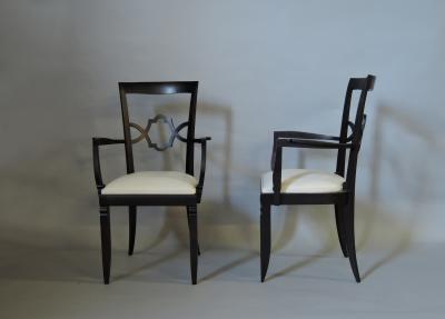Jules Leleu Set of 12 French Art Deco Side and Two Arm Dining Chairs