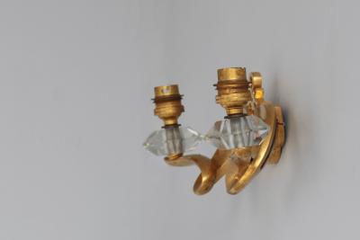 Jules Leleu Set of 4 Fine French 1950s Gilded Bronze Wall Lights by Jules Leleu