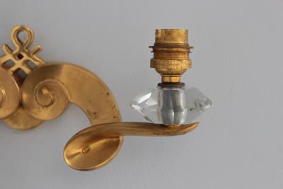 Jules Leleu Set of 4 Fine French 1950s Gilded Bronze Wall Lights by Jules Leleu