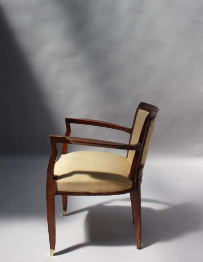 Jules Leleu Set of 4 Fine French Art Deco Walnut Bridge Armchairs by Jules Leleu