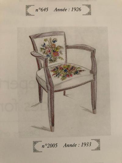 Jules Leleu Set of 4 Fine French Art Deco Walnut Bridge Armchairs by Jules Leleu