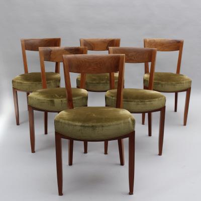 Jules Leleu Set of 6 Fine French 1930s Dining Chairs by Jules Leleu
