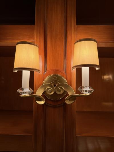 Jules Leleu Set of Four Signed Wall Sconces by Jules Leleu 