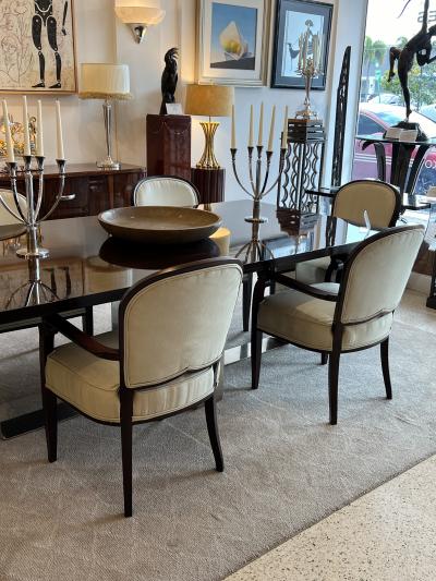 Jules Leleu Set of six French Art Deco dining armchairs by Jules Leleu 