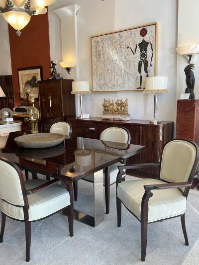 Jules Leleu Set of six French Art Deco dining armchairs by Jules Leleu 