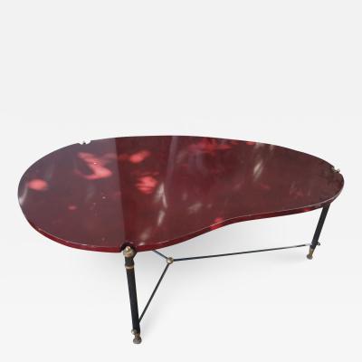 Jules Leleu rarest 50s boomerang forme libre red lacquered coffee table